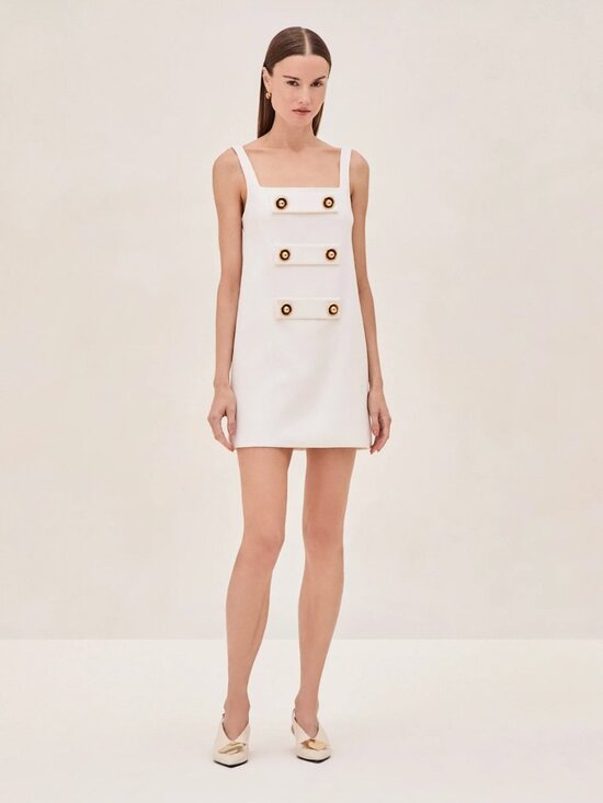 Alexis Dresses & Skirts - Alexis Luya Mini Dress in White with Gold Buttons size Medium
